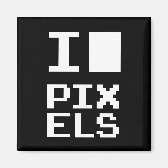 Aimant I Love Pixels, design geek, art des pixels (Devant)