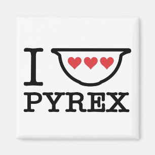 Aimant I Love Pyrex - Mélange Bowl avec Coeurs (Noir)