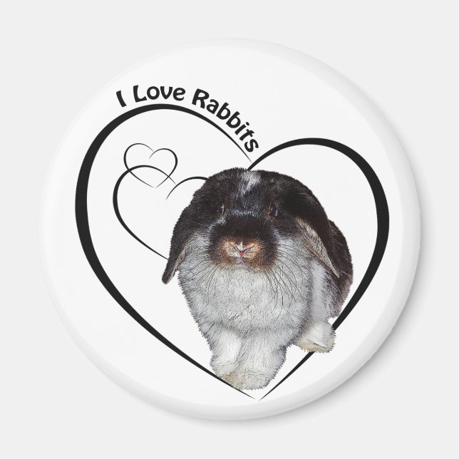 Aimant I Love Rabbits Badge (Devant)