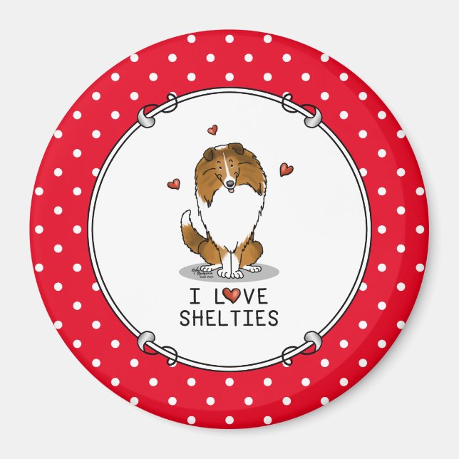 Aimant I Love Shelts (sable 2) Shetland Sheepdogs mignonn (Devant)