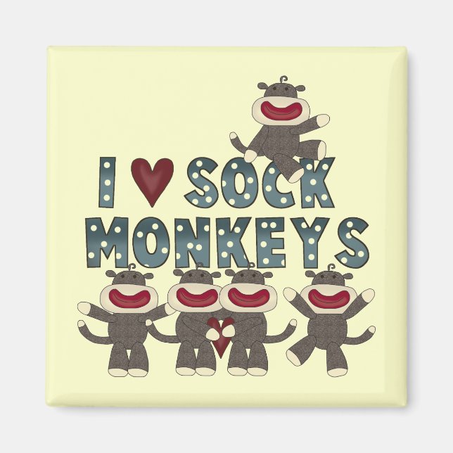 Aimant I Love Sock Monkeys Tshirts et cadeaux (Devant)