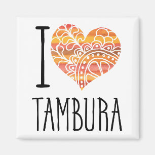 Aimant I Love Tambura Orange Mandala Heart