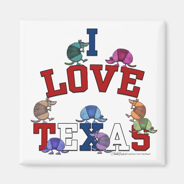 Aimant I Love Texas-Colorful Armadillos (Devant)