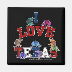 Aimant I Love Texas-Colorful Armadillos