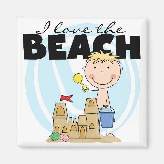Aimant I Love the Beach Blond Boy Tshirts and Gifts (Devant)