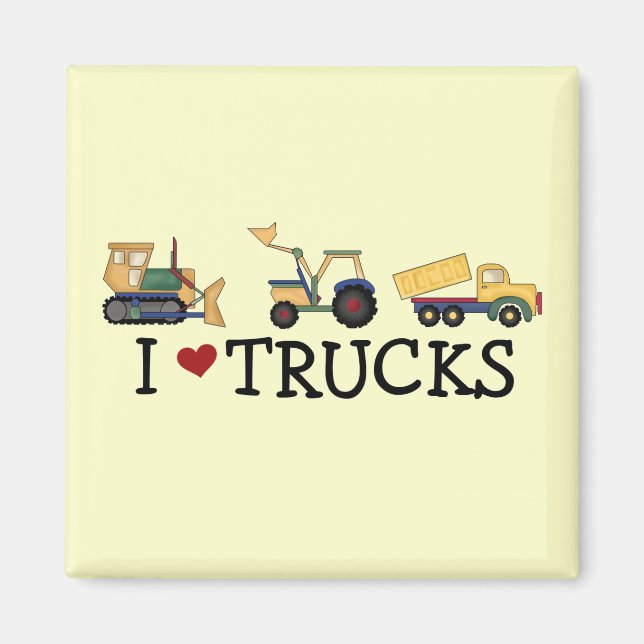 Aimant I Love Trucks T-shirts et cadeaux (Devant)
