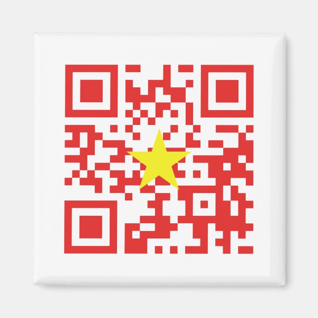 Aimant I Love Vietnam (Tôi Yêu Viêt Nam) Drapeau QR Code (Devant)