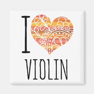 Aimant I Love Violon Orange Mandala Heart