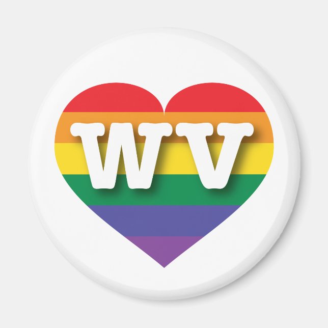 Aimant I Love West Virginia Rainbow Heart (Devant)