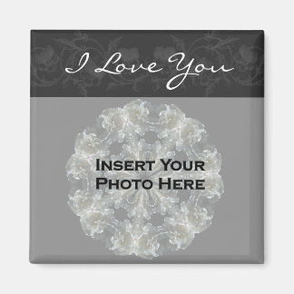 Aimant I Love You Black Floral Personnalisable Photo Magn