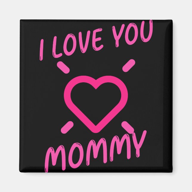 Aimant I Love You Mommy avec Pink Heart Clipart (Devant)