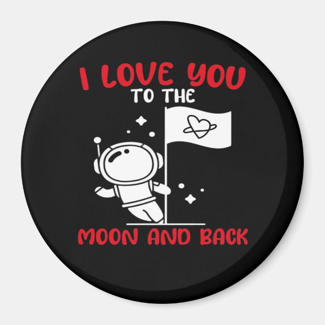 Aimant I Love You To The Moon And Back Playful Valentine  (Devant)
