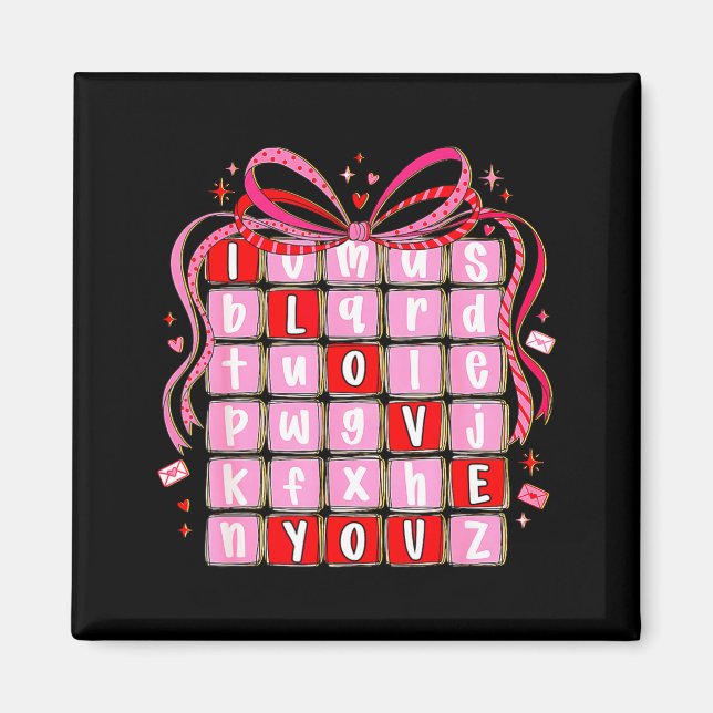 Aimant I Love You Valentine Kids Preppy Valentine's Day L (Devant)