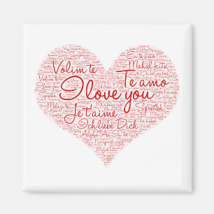 Aimant I Love You Word Cloud Coeur rouge Saint Valentin