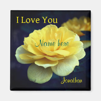 Aimant I Love You Yellow Rose Flower Personnalisé