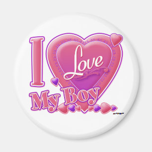 Aimant I Loy My Boy rose/violet - coeur