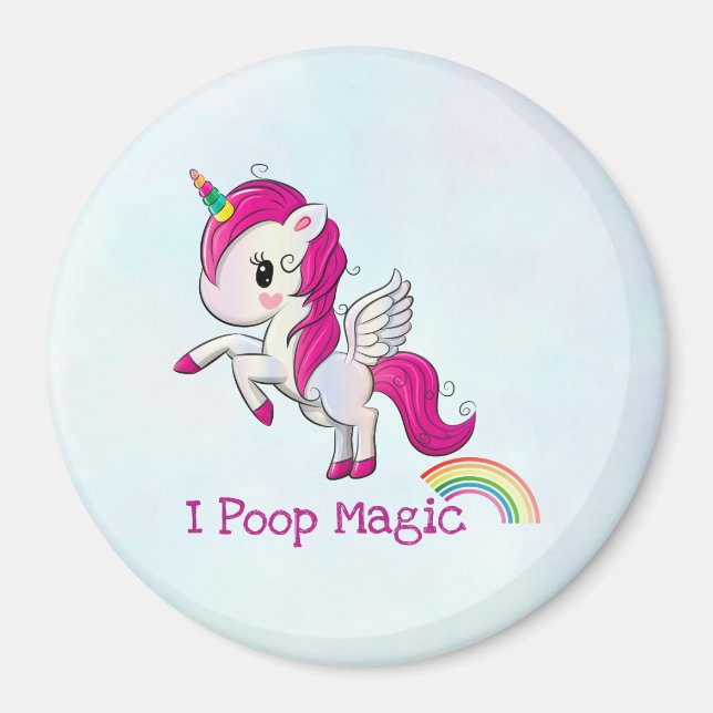 Aimant I Poop Magic Funny Unicorn Saying (Devant)