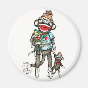 Aimant I singes de chaussette de coeur