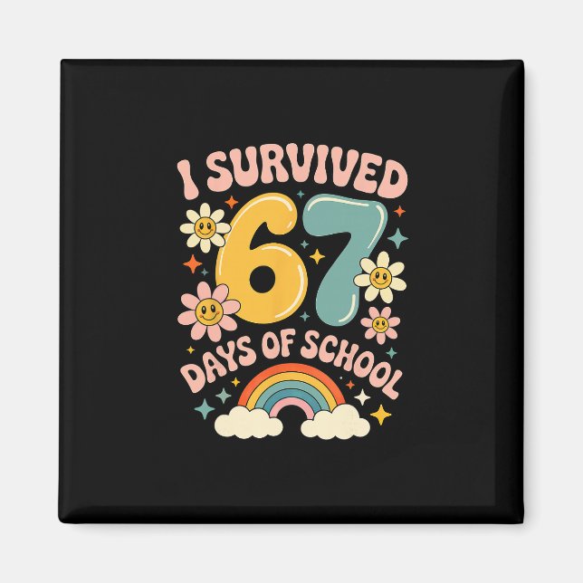 Aimant I Survived 67 Days Of School Gen Alpha Slang Retro (Devant)