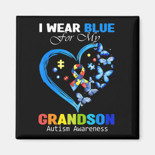 Aimant I Wear Blue For My Grandson Autism Aware Heart