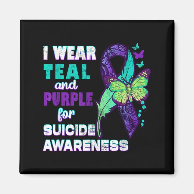 Aimant I Wear Teal Purple For Suicide Awareness You Women (Devant)