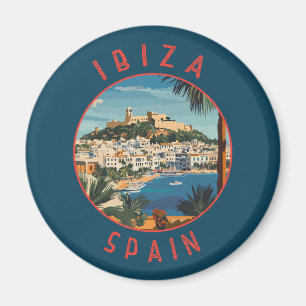 Aimant Ibiza Espagne Cercle retro désorganisé