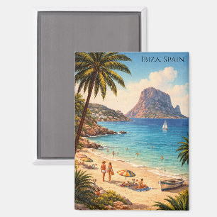 Aimant Ibiza Espagne Rétro Art de Plage – Voyage Vintage