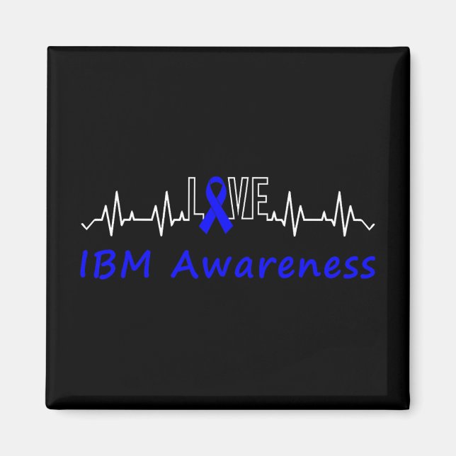 Aimant Ibm Awareness Blue Ribbon Love Heartbeat Support Q (Devant)