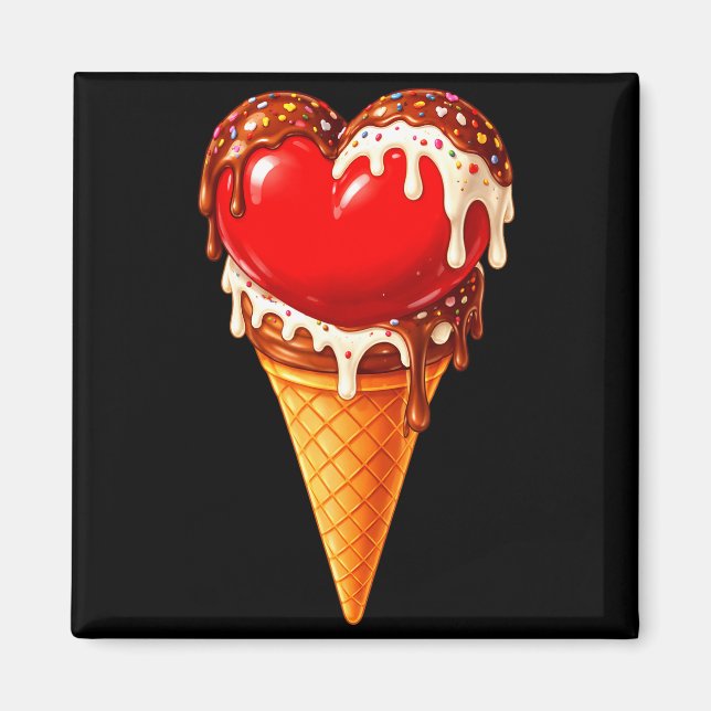 Aimant Ice Cream Heart Funny Drip Valentines Day Boys Gir (Devant)