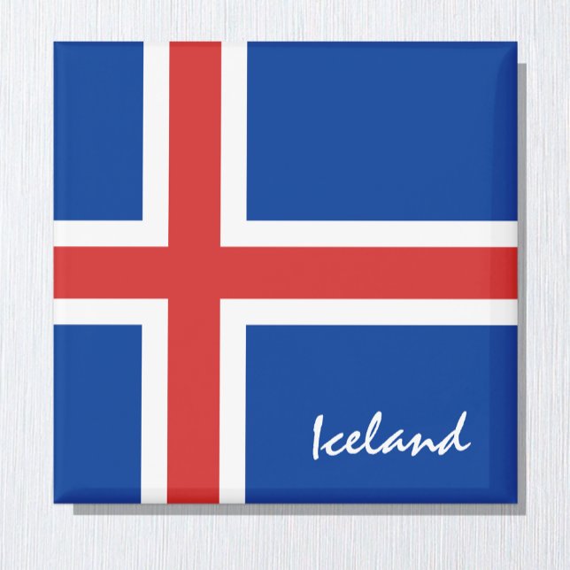 Aimant Icelandic flag & Iceland holiday/sports fans (Iceland Flag Magnet)