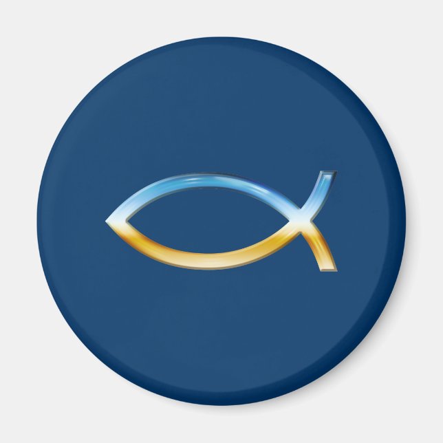 Aimant Ichthus - Symbole de poisson chrétien Ciel & Terre (Devant)
