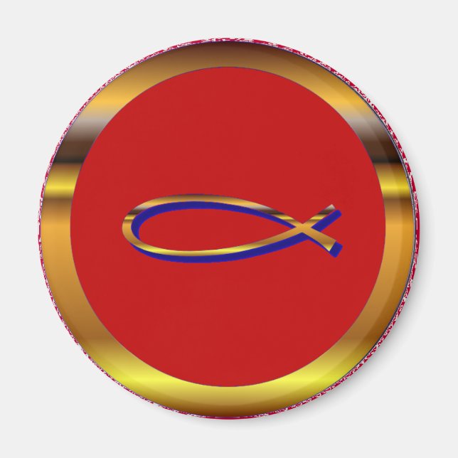 Aimant Ichthys Rouge Or (Devant)