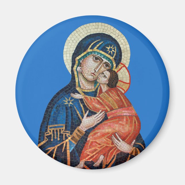 Aimant Icône de l'aimant rond Theotokos (Devant)