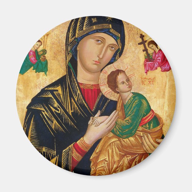 Aimant Icône de Notre-Dame du Perpétuel Secours Vierge Ma (Devant)
