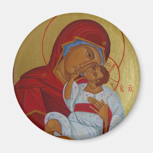 Aimant Icône de Theotokos avec l'aimant de l'enfant (Devant)