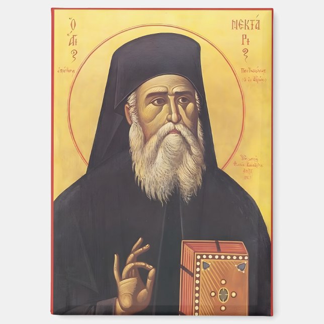 Aimant Icône orthodoxe de Saint Nectarios d'Égine (Recto)