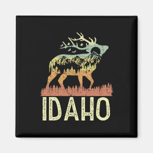 Aimant Idaho Rétro Montagne Vintage Élan Randonnée Hommes