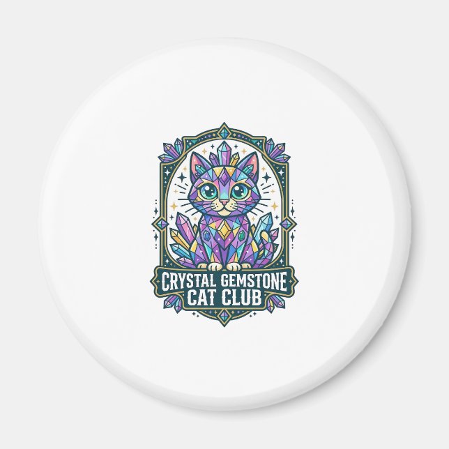 Aimant Idée cadeau Crystal Gemstone Cat Cat Mom - Crystal (Devant)