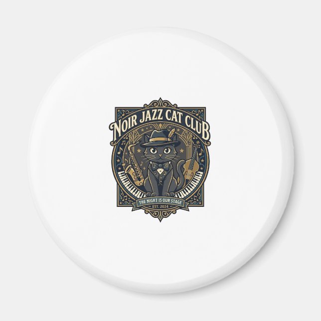 Aimant Idée cadeau pour papa chat de chat jazz noir - Noi (Devant)