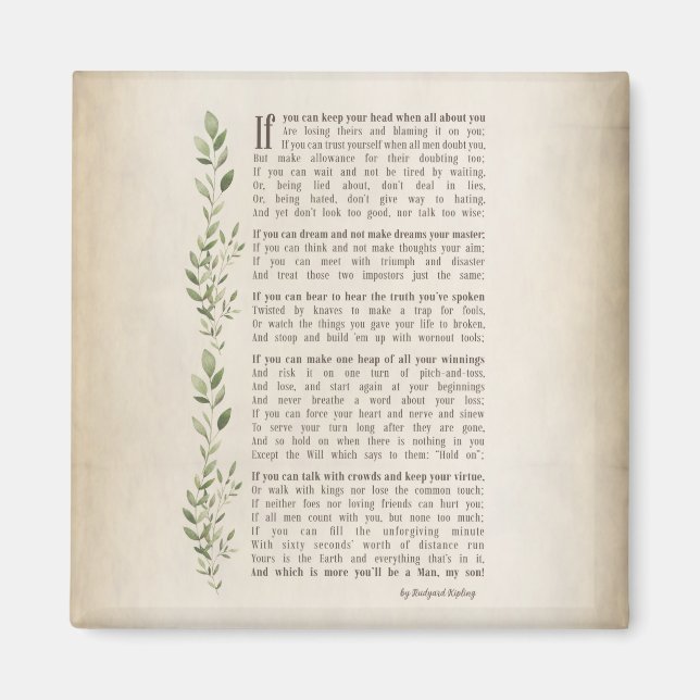 Aimant IF, Poème inspiré de Rudyard Kipling (Devant)