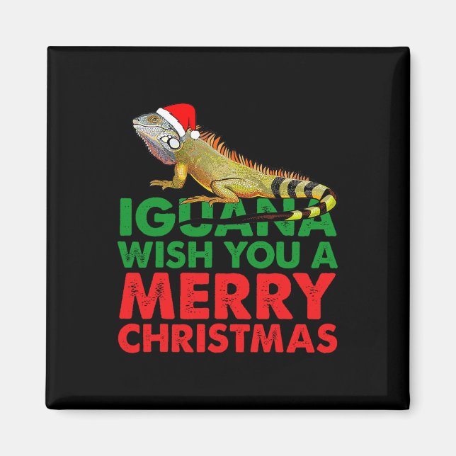 Aimant Iguana Vous Souhaite Un Joyeux Noël Drôle Iguana (Devant)