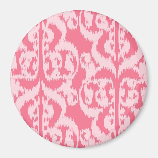 Aimant Ikat Moorish Damask - nuances de corail rose (Devant)