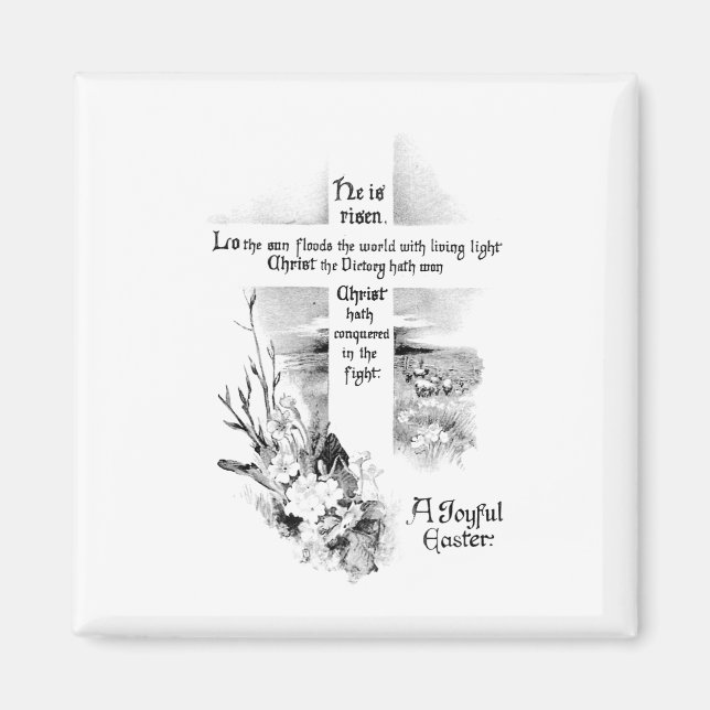 Aimant Il Est Ressuscité Vintage Pâques Chrétiennes (Devant)