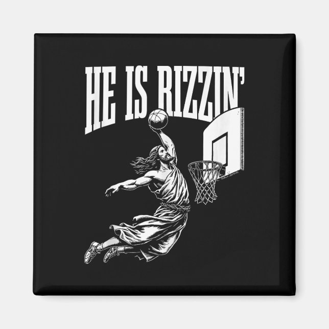 Aimant Il Est Rizzin Fun Jesus Débardeur de mème de baske (Devant)
