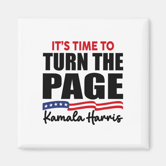 Aimant Il est temps de tourner la page Kamala Harris Poli (Devant)