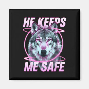 Aimant Il me garde en sécurité Loups Saint-Valentin Pour