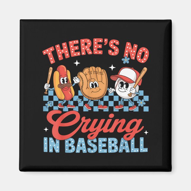 Aimant Il n'y a pas de larmes au baseball jour de jeu drô (Devant)