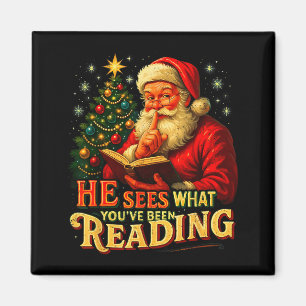 Aimant Il voit ce que vous avez lu Santa amateur de livre
