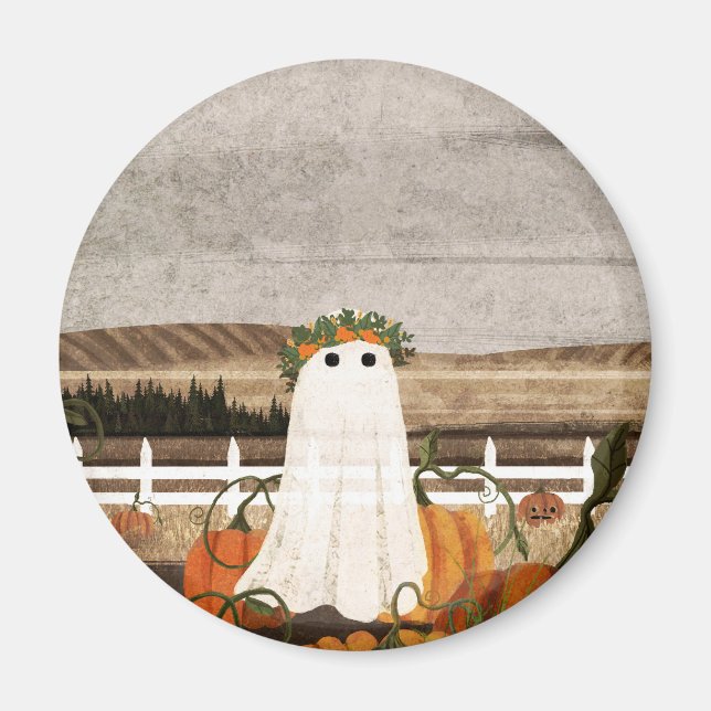 Aimant Il y a un fantôme dans le patch Citrouille à nouve (Devant)
