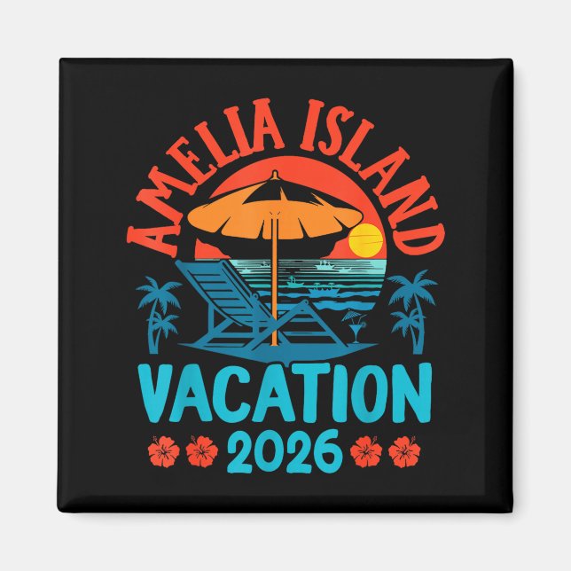 Aimant Île Amelia Floride 2026 Vacances Plage Été V (Devant)